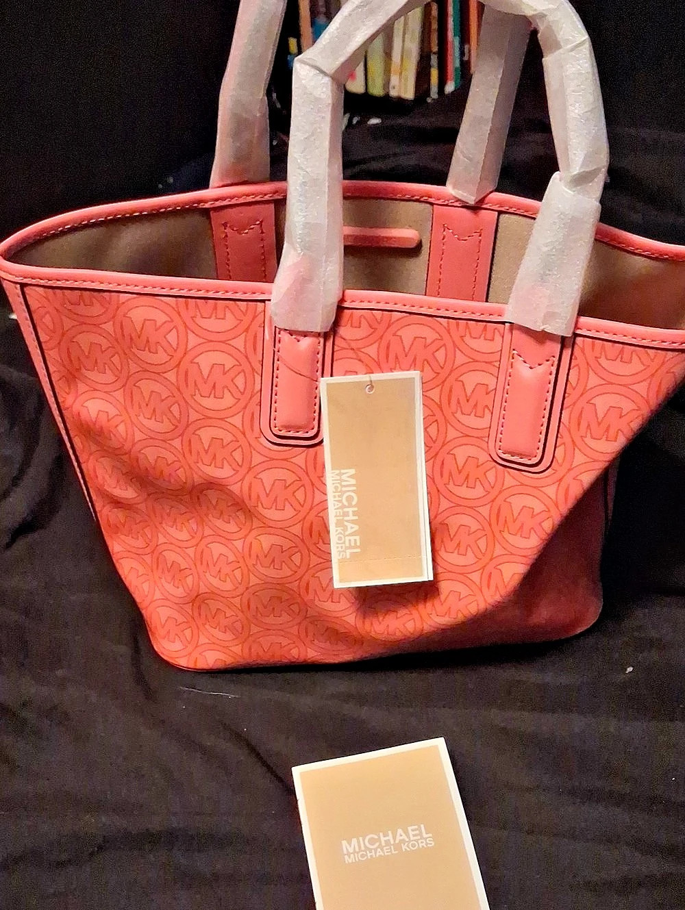 Michael Kors Gigi Empire Logo Jacquard Tote Bag Pink